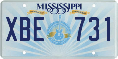 MS license plate XBE731