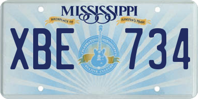 MS license plate XBE734