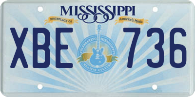 MS license plate XBE736