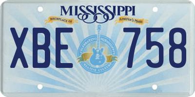 MS license plate XBE758