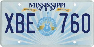MS license plate XBE760
