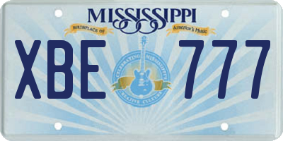 MS license plate XBE777