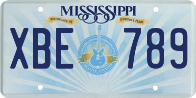MS license plate XBE789