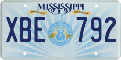 MS license plate XBE792