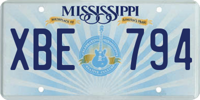 MS license plate XBE794