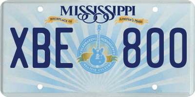 MS license plate XBE800