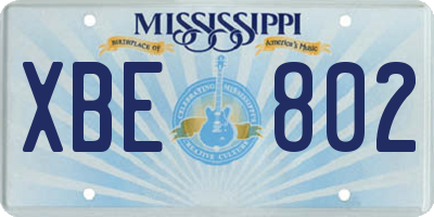 MS license plate XBE802