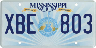MS license plate XBE803