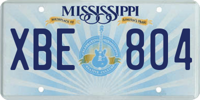 MS license plate XBE804