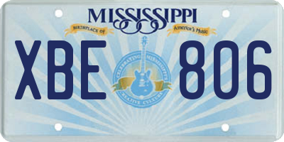MS license plate XBE806