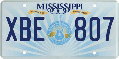 MS license plate XBE807