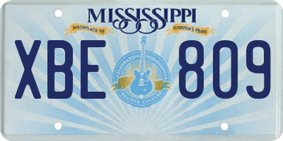 MS license plate XBE809