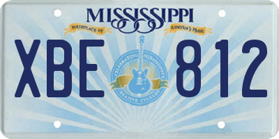 MS license plate XBE812