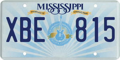 MS license plate XBE815