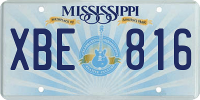 MS license plate XBE816