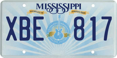 MS license plate XBE817
