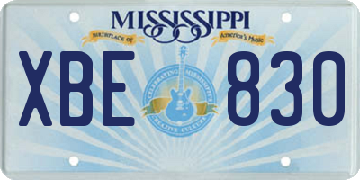 MS license plate XBE830