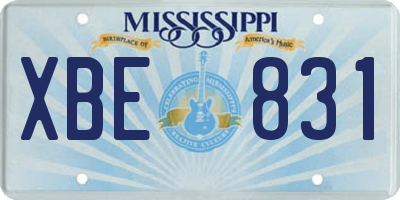 MS license plate XBE831