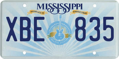 MS license plate XBE835