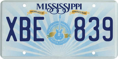 MS license plate XBE839