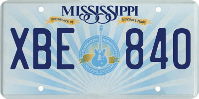 MS license plate XBE840