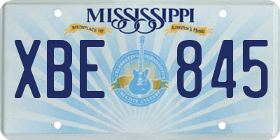 MS license plate XBE845