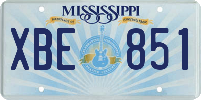 MS license plate XBE851