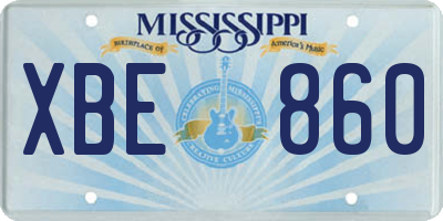 MS license plate XBE860