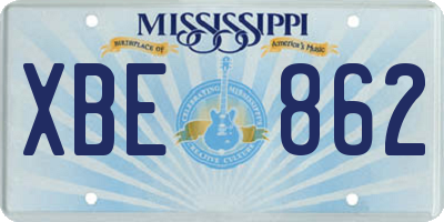 MS license plate XBE862