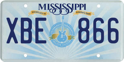 MS license plate XBE866