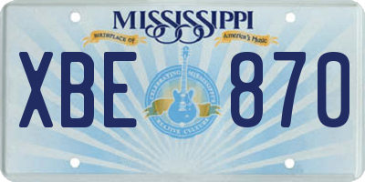 MS license plate XBE870