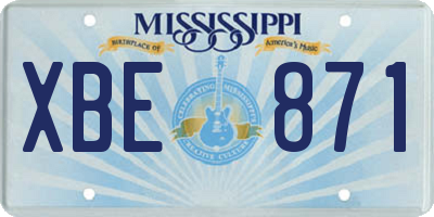 MS license plate XBE871