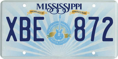 MS license plate XBE872