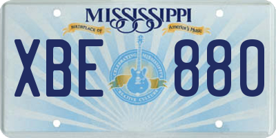 MS license plate XBE880
