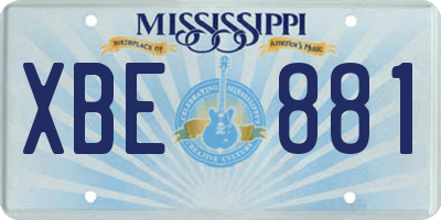 MS license plate XBE881