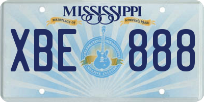 MS license plate XBE888