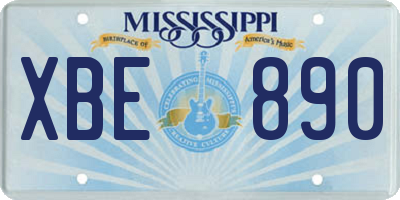 MS license plate XBE890