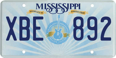 MS license plate XBE892