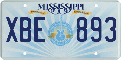 MS license plate XBE893