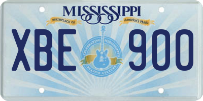 MS license plate XBE900
