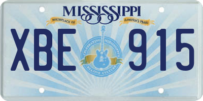MS license plate XBE915