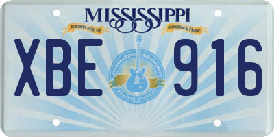 MS license plate XBE916
