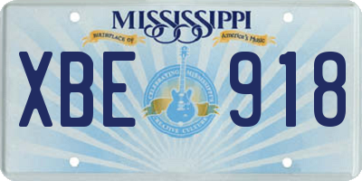MS license plate XBE918