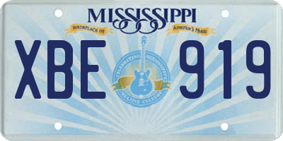 MS license plate XBE919