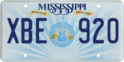 MS license plate XBE920