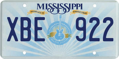 MS license plate XBE922