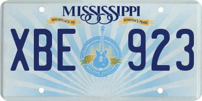 MS license plate XBE923