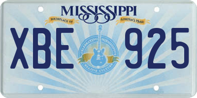 MS license plate XBE925