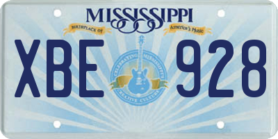 MS license plate XBE928