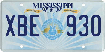 MS license plate XBE930